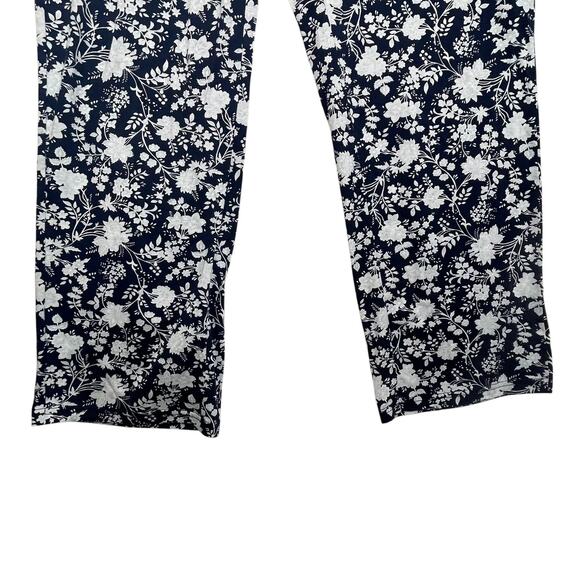 Lands’ End Pajama Pants XL Navy White Floral Print Sleepwear Lounge Drawstring - Picture 12 of 14
